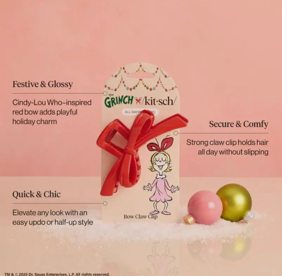 Grinch Red Bow Clip