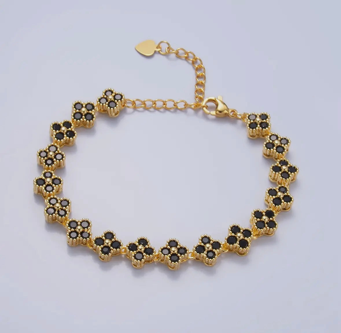 24K Gold Filled Black Tennis Bracelet
