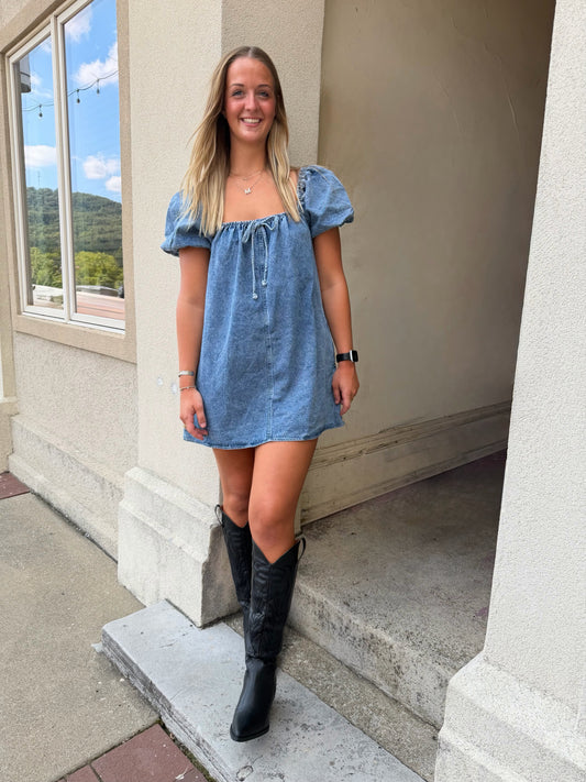 Denim Puff Sleeve Dress