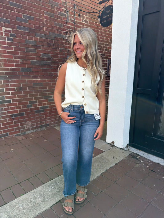 Button Front Knit Vest