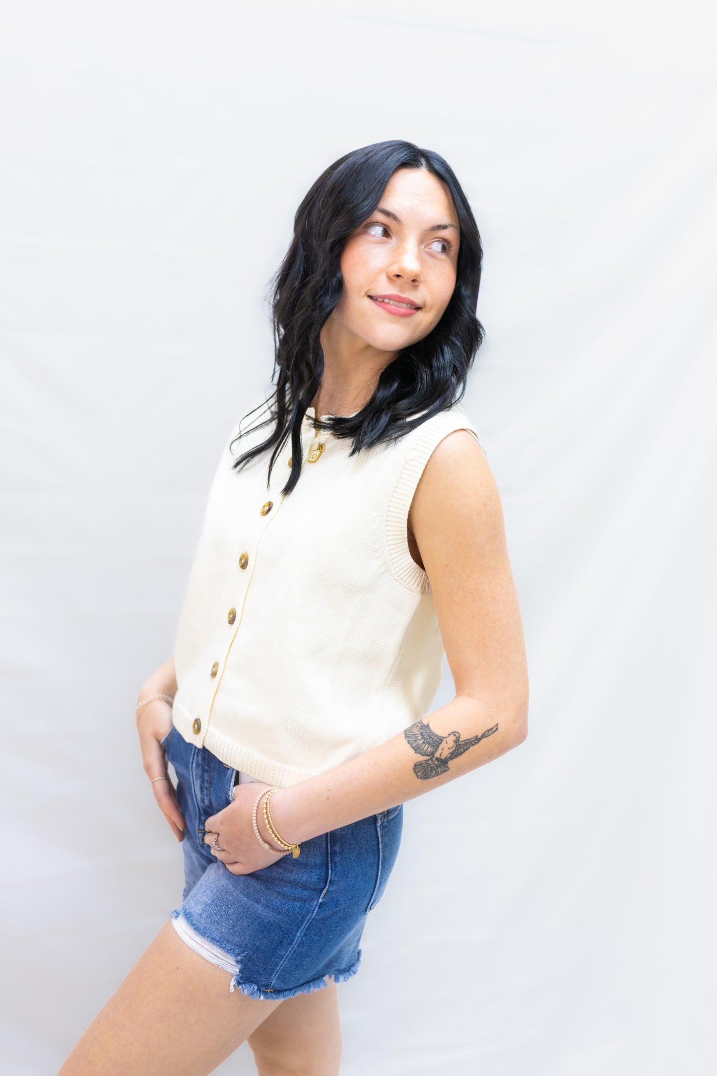 Button Front Knit Vest