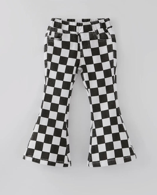 Girls Checkered Flares