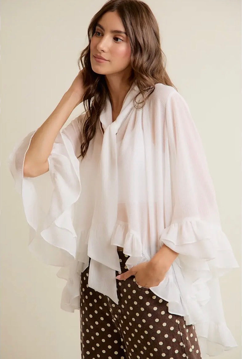 Ruffle Bell Sleeve Blouse